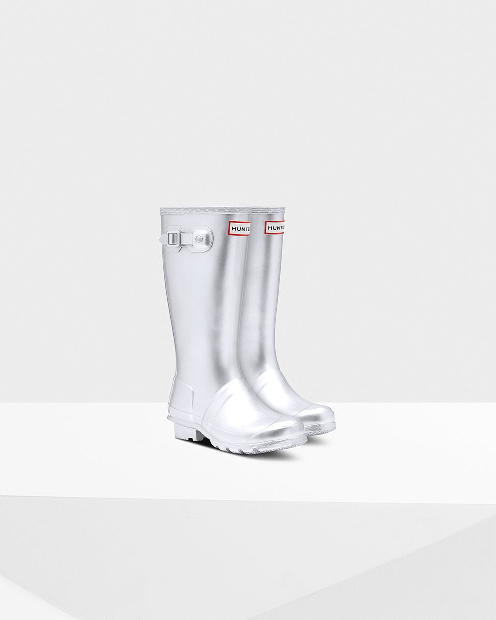 Kids Rain Boots - Hunter Original Big Metallic (82SXYNTDV) - Silver